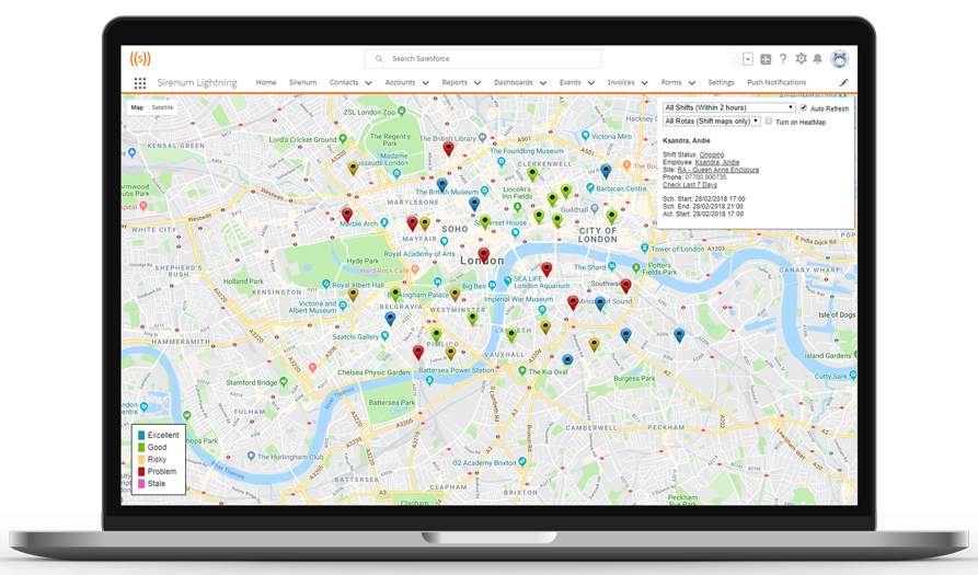 screenshot of Sirenum Staff Management Platform